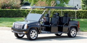 Black Escalade Limo Golf Cart affordable golf cart rental, golf cart rent marathon