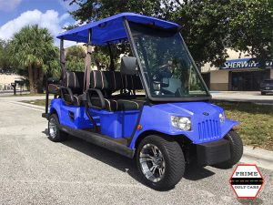 Blue Tomberlin 6 Passenger Golf Cart golf cart rental marathon, marathon golf cart rental