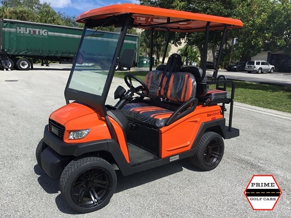 Orange Bintelli Beyond 4 Passenger Golf Cart affordable golf cart rental, golf cart rent marathon