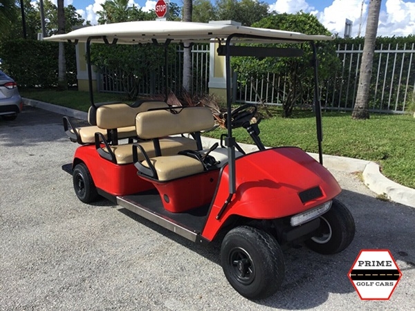 Red EZGO 6 Passenger Golf Cart affordable golf cart rental, golf cart rent marathon