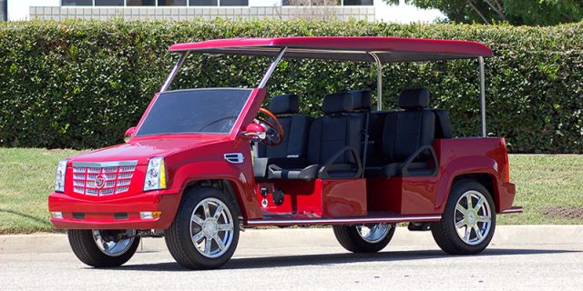 Red Escalade Limo Golf Cart affordable golf cart rental, golf cart rent marathon
