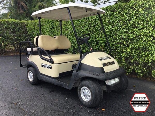 Tan Club Car 4 Passenger Golf Cart affordable golf cart rental, golf cart rent marathon