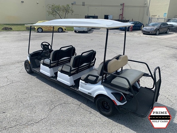 White 8 Passenger Classic Yamaha Golf Cart affordable golf cart rental, golf cart rent marathon