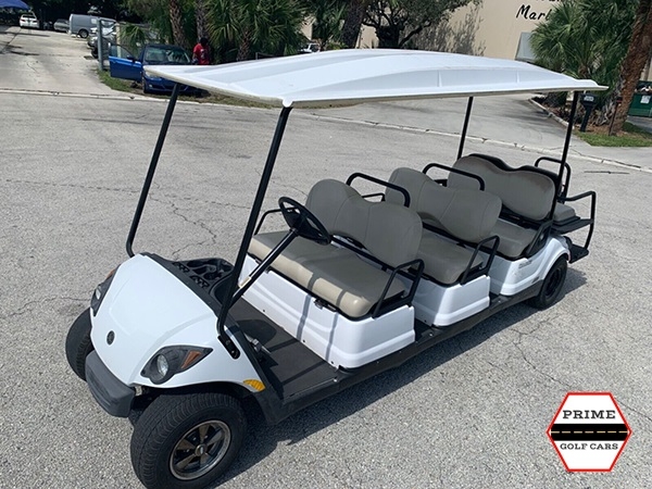 White 8 Passenger Yamaha Golf Cart affordable golf cart rental, golf cart rent marathon