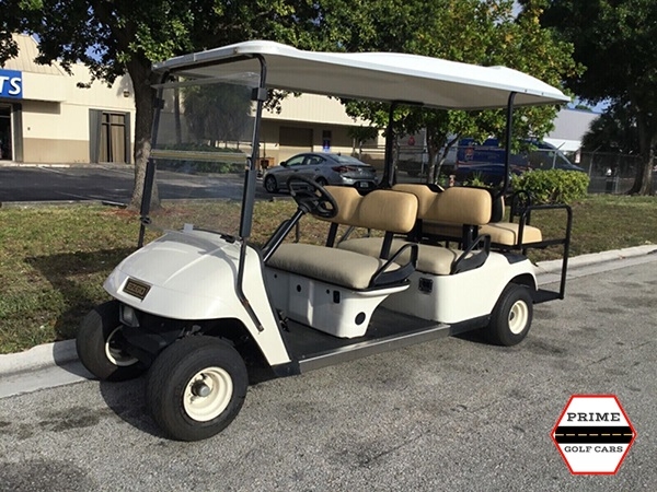 White EZGO 6 Passenger Golf Cart affordable golf cart rental, golf cart rent marathon